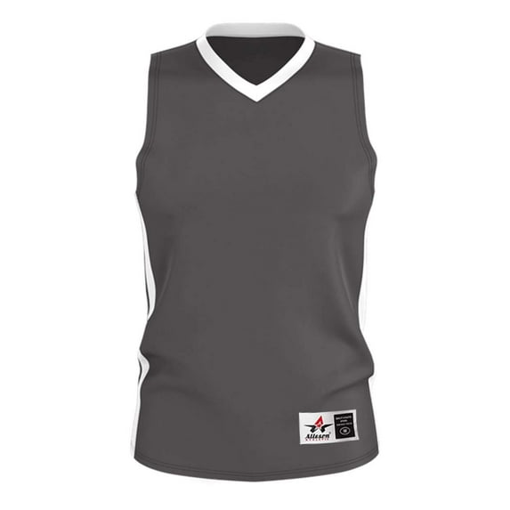 Alleson Athletic 538J Mens Single Ply Basketball Jersey-Charcoal Solid/ White-3XL