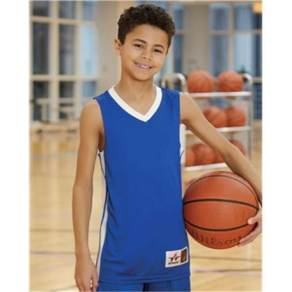 Alleson Athletic 538JY Youth Single Ply Basketball Jersey - White Black