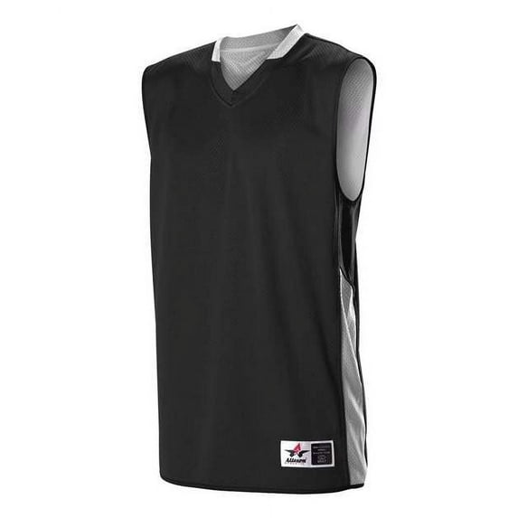 Alleson Athletic 589RSPY Youth Single Ply Reversible Jersey-Black/White-L