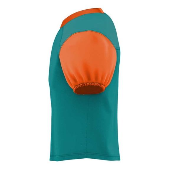 Alleson Athletic 751Y Youth Pro Game Football Jersey-Teal/ Burnt Orange-2XL