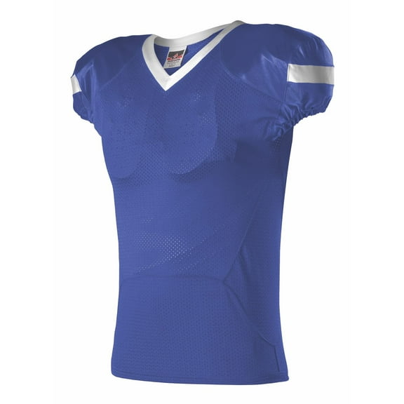 Alleson Athletic 754 Adult Pro Flex Cut Belt Length Football Jersey-Royal/White-L