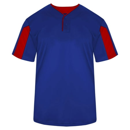 Alleson Athletic B20285463 Youth Striker Placket T-Shirt, Royal & Red - Small