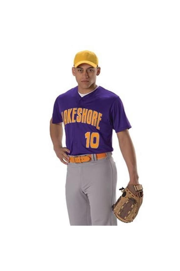 B33585586 Youth Full Button Lightweight Baseball Jersey, Grey - Extra Large