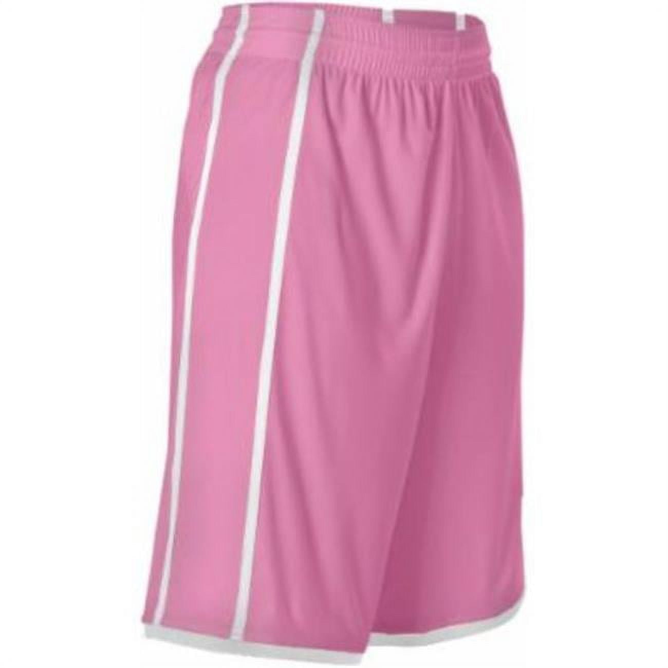 Alleson Athletic B34485307 Womens Basketball Shorts, Pink & White 2XL