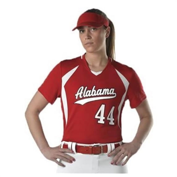 Alleson Athletic B36185544 Womens Short Sleeve Fastpitch Jersey, Forest & White - Medium