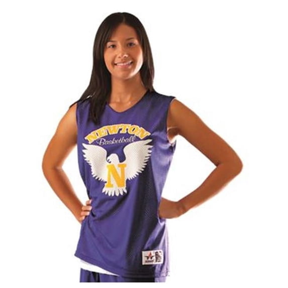 Alleson Athletic B37085163 Womens Reversible Mesh Tank, Purple & White - Small