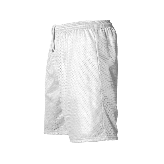 Alleson Athletic B37485004 Mesh Shorts, White - Medium
