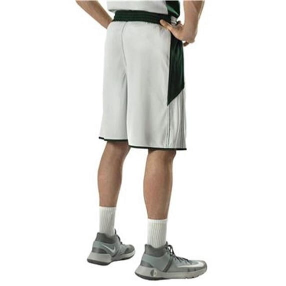 Alleson Athletic B38285663 Single Ply Reversible Basketball Shorts, Orange & White - Small