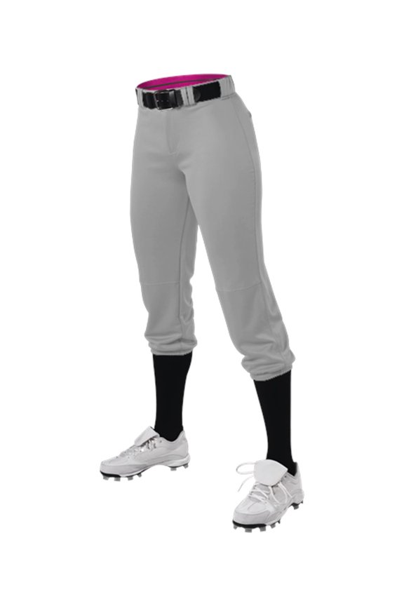 B42085585 Girls Belted Speed Premium Fastpitch Pants, Grey - Large