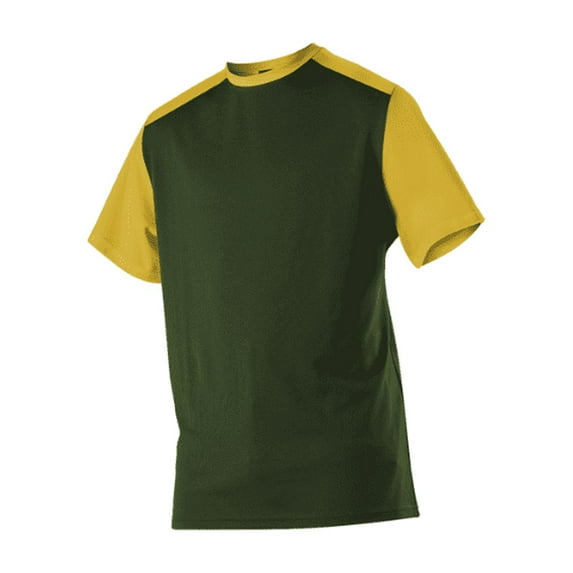 Alleson Athletic Crewneck Baseball Jersey A00023 - Dark Green/Light Gold - Medium