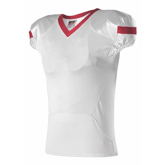 Alleson Athletic Pro Flex Cut Belt Length Football Jersey 754 White/ Red 2XL