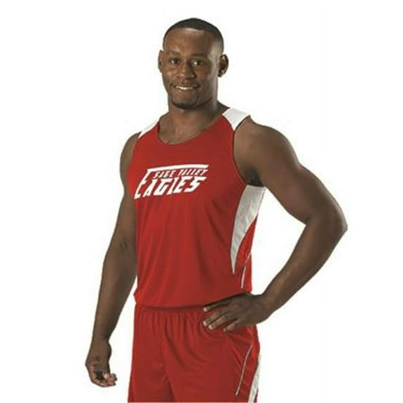 Alleson Athletic R1LFJ Men's Loose Fit Track Tank - Scarlet White