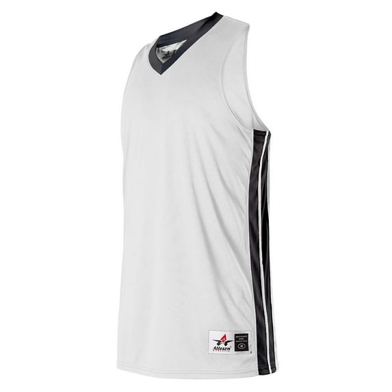 Alleson Athletic - Women's Single Ply Basketball Jersey - Color - White/ Black - Size - XS