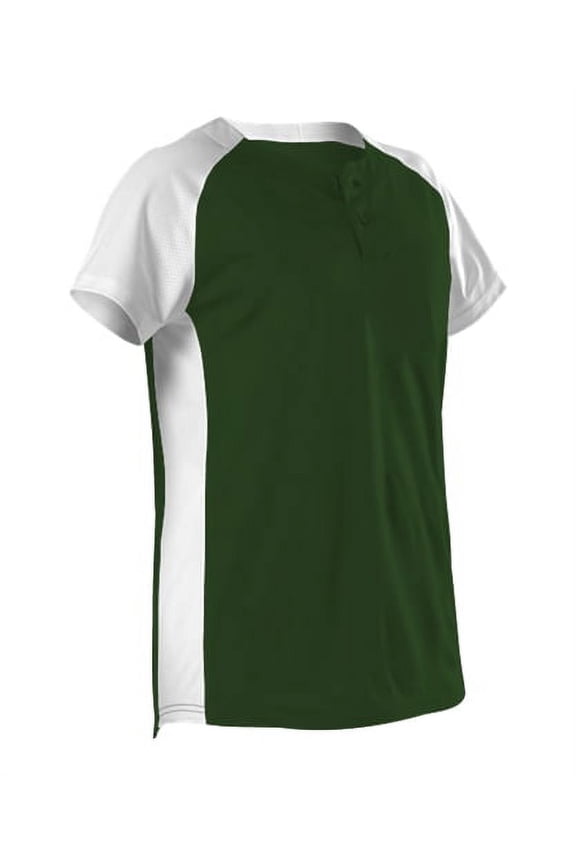 Women's Two Button Fastpitch Jersey 522PDW Forest/ White XL