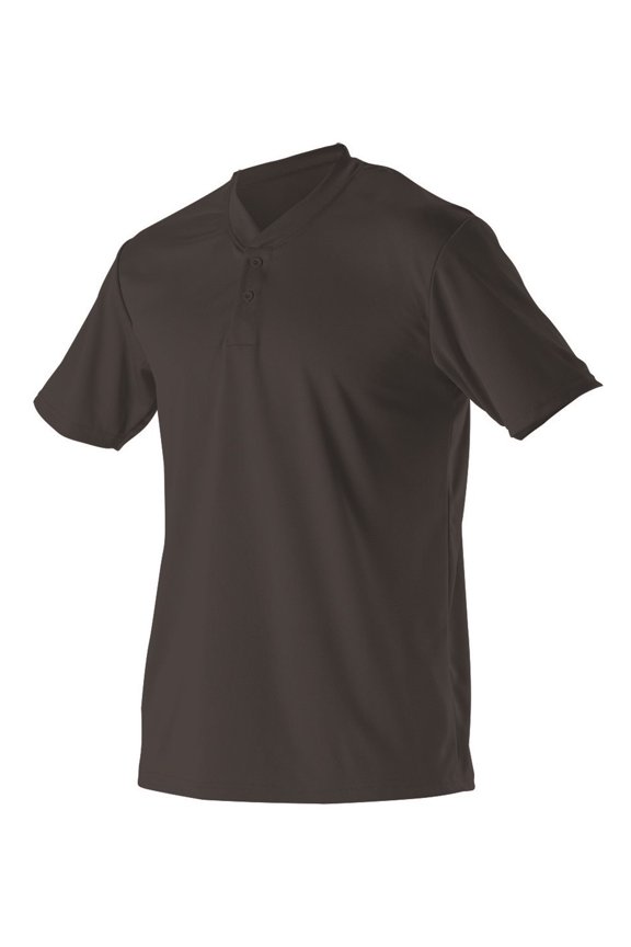 - Youth Baseball Two Button Henley Jersey - Color - Black - Size - S