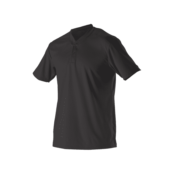 Alleson Athletic - Youth Baseball Two Button Henley Jersey - Color - Black - Size - XL