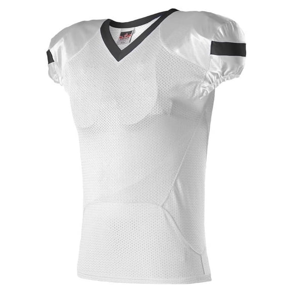 Alleson Athletic Youth Pro Flex Cut Belt Length Football Jersey A00199 - White/Black - Small