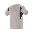 thumbnail image 1 of Alleson Athletic - Youth Two Button Henley Baseball Jersey - Color - Grey/ Black/ White - Size - XL, 1 of 8