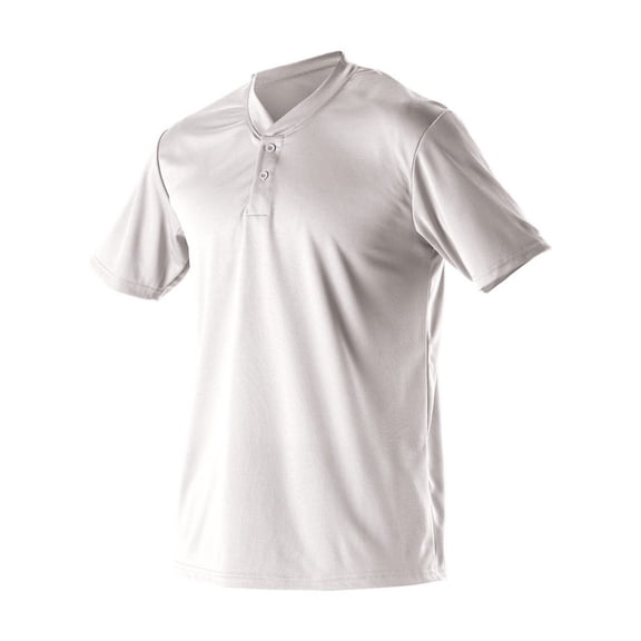 Adult Baseball 2 Button Henley Jersey - White M