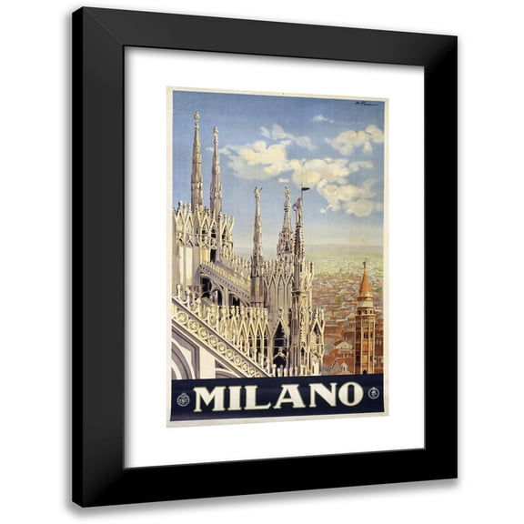 Allessandro Pomi 11x14 Black Modern Framed Museum Art Print Titled - Milan (1920)
