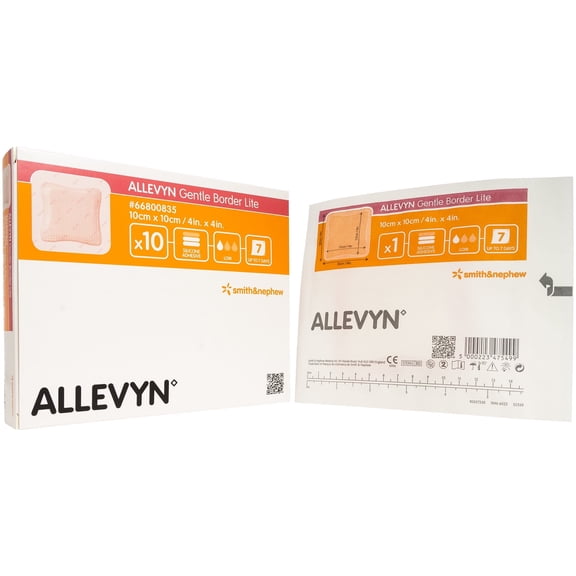 Allevyn Gentle Border Lite 4" x 4" - Box of 10 REF:66800835