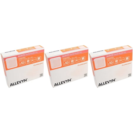 Allevyn Gentle Border Lite Foam Dressing 3" X 3" - Box of 10 - 3 Boxes