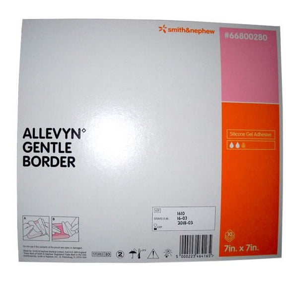 Smith and Nephew 66800280 Allevyn Gentle Border Silicone Gel 7 in x 7 in (Box of 40)