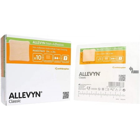 Allevyn Non-Adhesive Hydrocellular Foam Dressing, 2 Inches x 2 Inches, Pink, Sterile, 10 Count