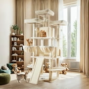Allewie 68 Multi-Level Large Cat Tree and Tower with Cat Condo House, Scratching Posts & Board, Beige