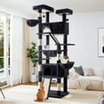 thumbnail image 1 of Allewie 81 Inches Multi-Level Tall Cat Tree for Large Cat, Cat Climbing Tree with Cat Condo and Hammock, Scratching Post, Wide Base, Blue, 1 of 7