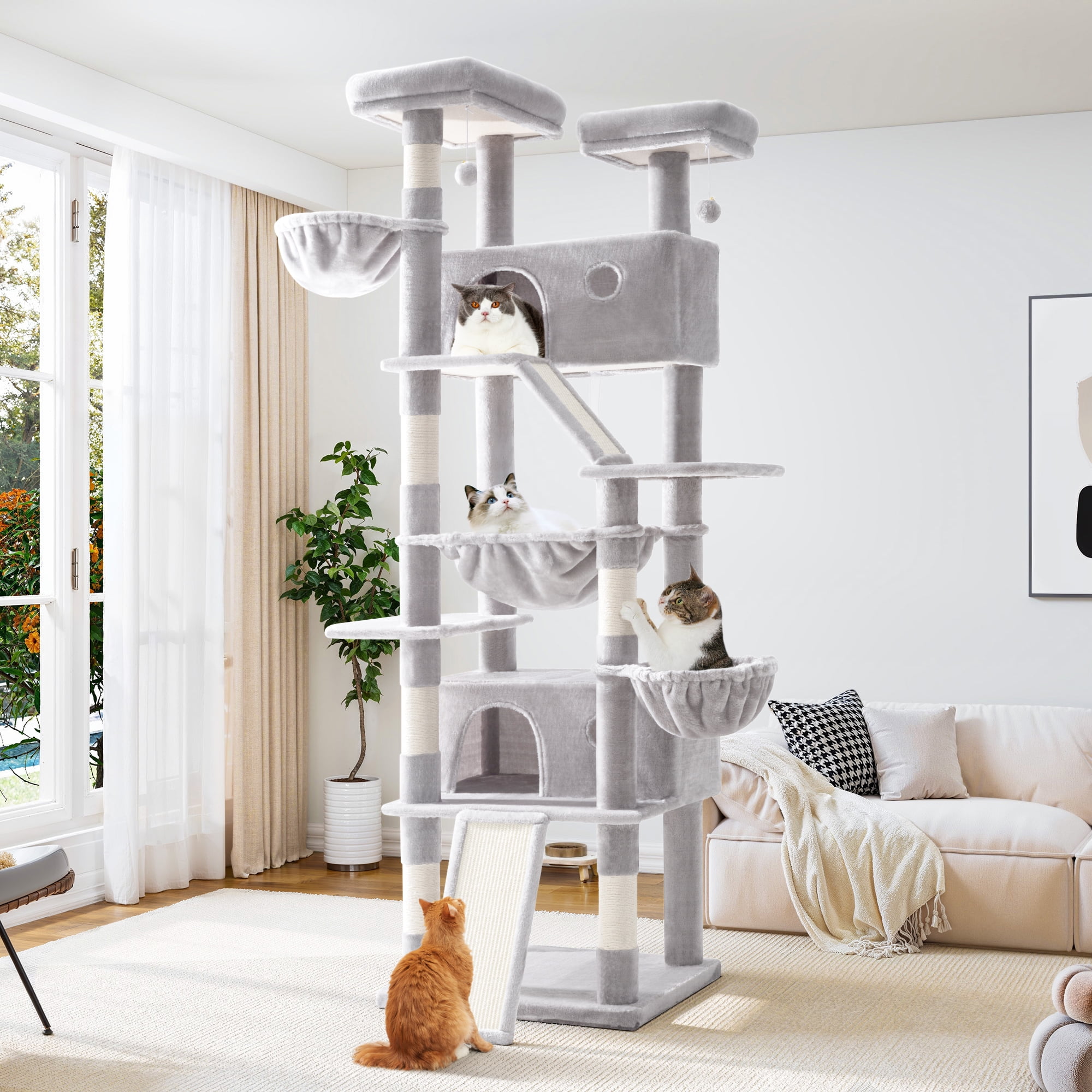 Allewie 81 Inches Multi-Level Tall Cat Tree for Large Cat, Cat Climbing ...