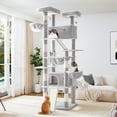 thumbnail image 1 of Allewie 81 Inches Multi-Level Tall Cat Tree for Large Cat, Cat Climbing Tree with Cat Condo and Hammock, Scratching Post, Wide Base, Grey, 1 of 7