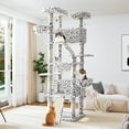 thumbnail image 1 of Allewie 81 Inches Multi-Level Tall Cat Tree for Large Cat, Cat Climbing Tree with Cat Condo and Hammock, Scratching Post, Wide Base, White/Black Spot, 1 of 7