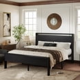 thumbnail image 1 of Allewie Queen Size Bed Frame, Heavy Duty Metal Platform Bed with Wooden Headboard & Footboard, No Box Spring Needed, Black Oak, 1 of 9