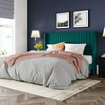 thumbnail image 1 of Allewie Full Size Bed Frame/Velvet Upholstered Platform Bed/Vertical Channel Tufted Wingback Headboard/Strong Wooden Slats/No Box Spring Needed/Easy Assembly/Teal, 1 of 8