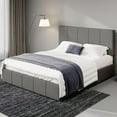 thumbnail image 1 of Allewie Full Size Dutch Velvet Upholstered Platform Bed Frame/Vertical Channel Tufted Adjustable Headboard/Low Profile Bed Frame/No Box Spring Needed/Easy Assembly/Grey, 1 of 8