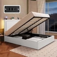 thumbnail image 1 of Allewie Full Size Hydraulic Lift Up Bed Frame, Velvet Upholstered Platform Bed with LED Light, Storage Headboard & Built-in Charging Station, White, 1 of 11