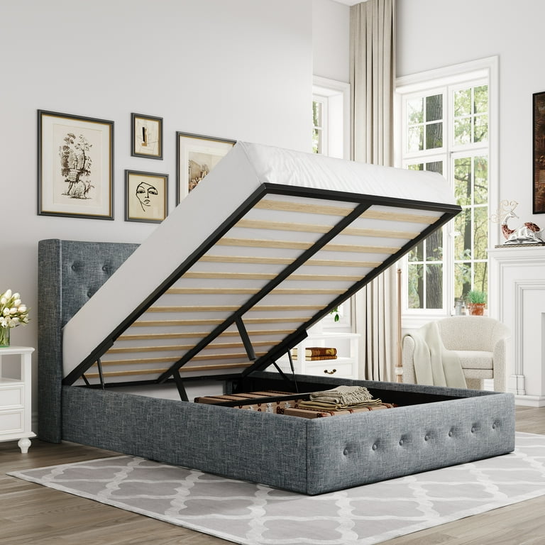 Grey blue headboard deals
