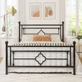 thumbnail image 1 of Allewie Full Size Metal Platform Bed Frame with Victorian Vintage Headboard and Footboard, Black, 1 of 10