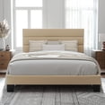 thumbnail image 1 of Allewie Full Size Platform Bed Frame with Fabric Headboard/Fully Upholstered Mattress Foundation, No Box Spring Needed, Beige, 1 of 10