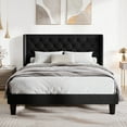 thumbnail image 1 of Allewie Full Size Upholstered Platform Bed Frame with Fabric Wingback Button Tufted Headboard, Black, 1 of 11