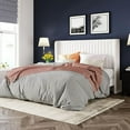 thumbnail image 1 of Allewie Full Size Velvet Bed Frame/Vertical Channel Tufted Wingback Headboard/Upholstered Platform Bed/Strong Wooden Slats/No Box Spring Needed/Easy Assembly/White, 1 of 8