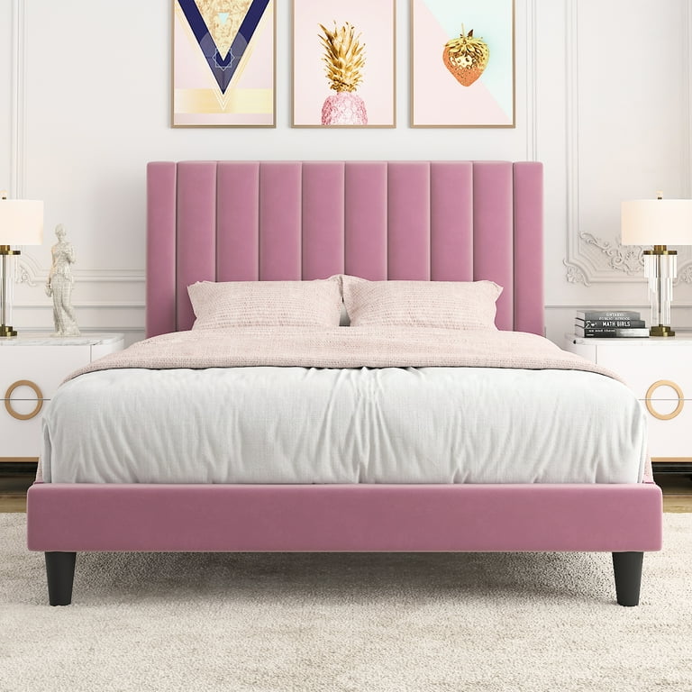 Allewie Bed Frame/Velvet Upholstered ...
