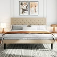 thumbnail image 1 of Sifurni King Bed Frame Upholstered Platform Bed with Adjustable Headboard, No Box Spring Needed, Beige, 1 of 9