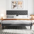 thumbnail image 1 of Sifurni King Bed Frame Upholstered Platform Bed with Adjustable Headboard, No Box Spring Needed, Deep Gray, 1 of 9