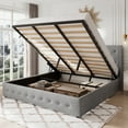 thumbnail image 1 of Allewie King Size Lift Up Platform Storage Bed Frame with Button Tufted Wingback Headboard, Light Grey, 1 of 12
