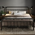 thumbnail image 1 of Allewie King Size Metal Platform Bed Frame with Victorian Style Wrought Iron-Art Headboard/Footboard, Black, 1 of 9
