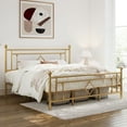thumbnail image 1 of Allewie King Size Metal Platform Bed Frame with Victorian Vintage Headboard and Footboard, Gold, 1 of 10
