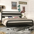 thumbnail image 1 of Allewie King Size Metal Platform Bed Frame with Wooden Headboard & Footboard , Black, 1 of 7