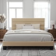 thumbnail image 1 of Allewie King Size Platform Bed Frame with Fabric Headboard/Fully Upholstered Mattress Foundation, No Box Spring Needed, Beige, 1 of 10